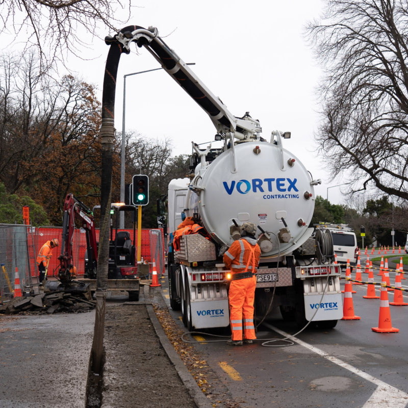Vortex Contracting using their hydro excavation machine in Christchurch and Dunedin